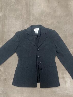 Casual Corner Annex Petite 2P Gray Suit Set Blazer Pants Women’s Stretch